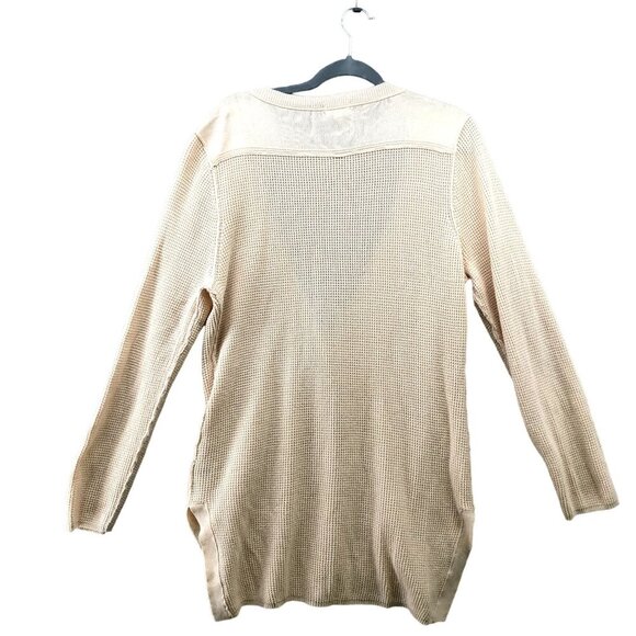 Maison Jules Cardigan Womens XL Beige Peach Button Front Exposed Seam Boho - Picture 2 of 9